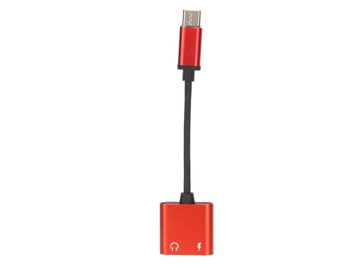 Adaptador De Auriculares 2 En 1 De Usb-c A 3,5 Mm Para Carga, Mini Portátil, Rojo.