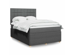 Cama Box Spring Con Colchón Tela Gris Oscuro 160x200 Cm