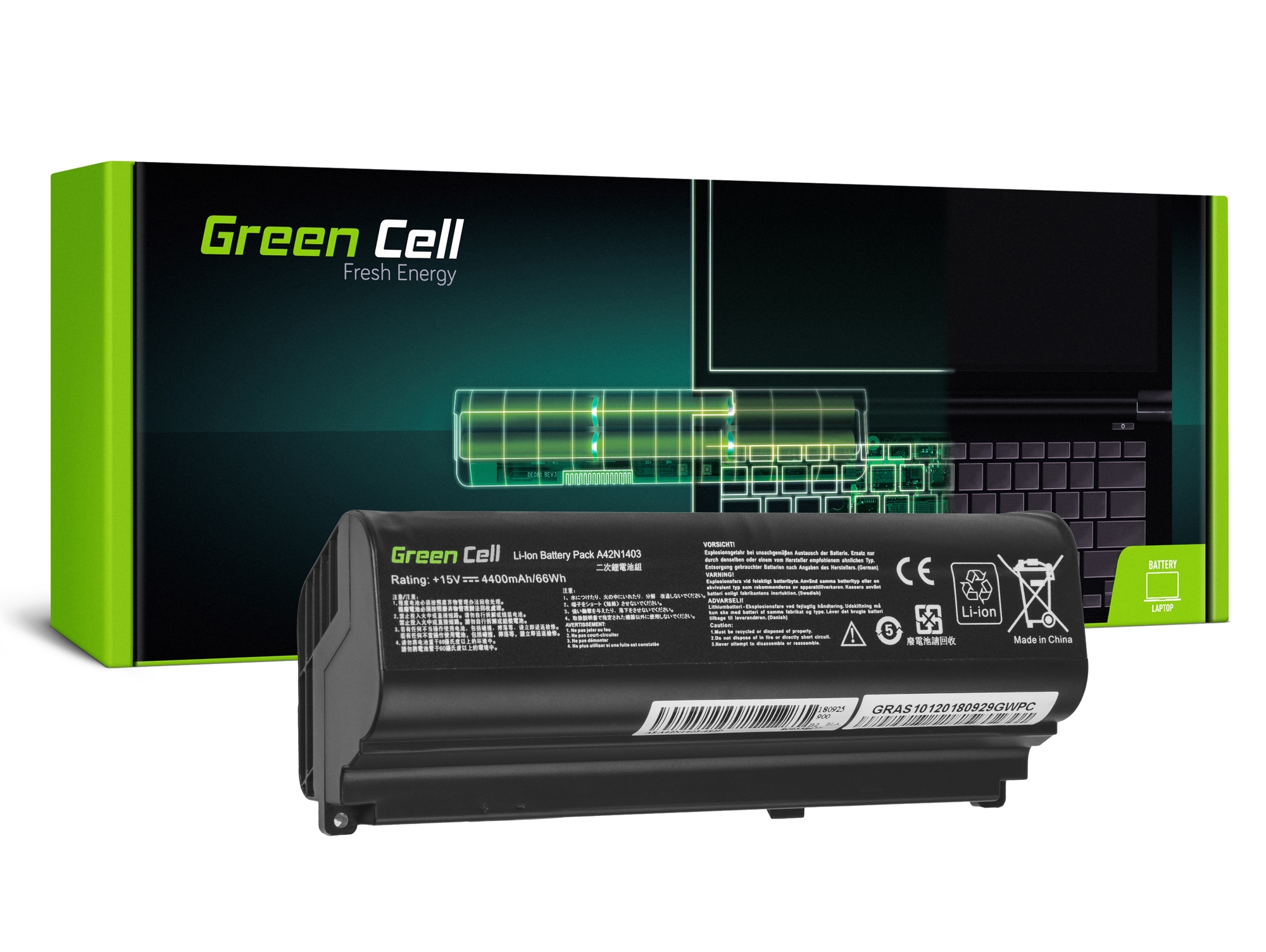 Batería para Portátil Green Cell Asus ROG G751 G751J G751JL G751JM G751JT G751JY G751JT-DH72 GFX71 G