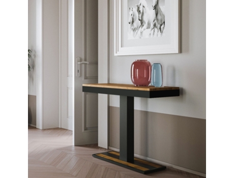 Consolas Capital Small Evolution Extensible hasta 196 cm ITAMOBY (90 x 40 x 77 cm - Paneles de Melamina - Roble Natural)
