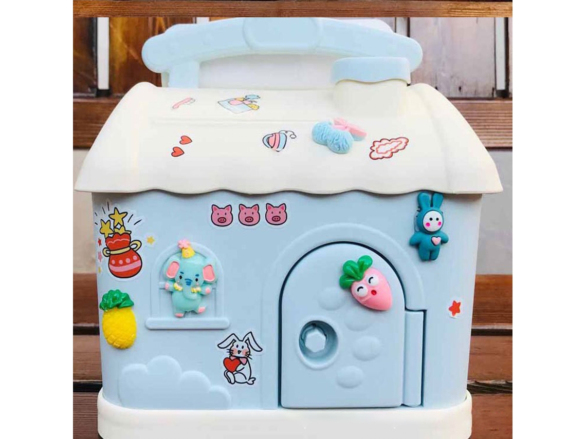 Ats-hucha De Cerdo Azul Con 1 Pegatsina Y 5 Accesorios, Hucha Infantil Para Niñas, Diseño Cartoon