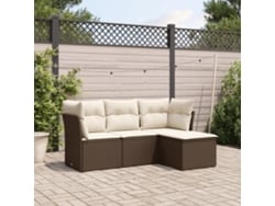 Conjunto de sofás de jardín con cojines de mimbre marrón, Dkd Home Decor