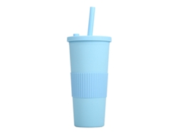 Vaso de plástico plano reutilizable de 24 oz con tapa y pajita NEVEANCE