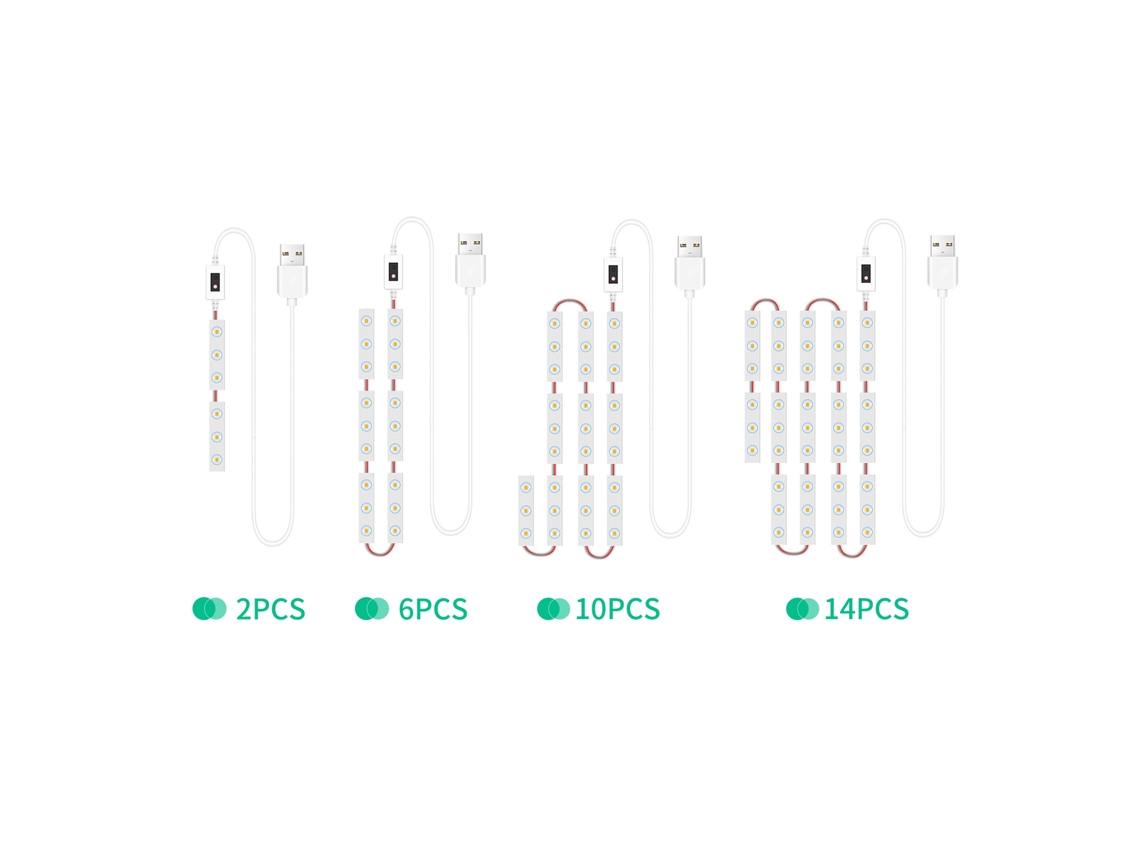 2026-14pcs Luces Led Para Espejo De Maquillaje Con Sensor Inteligente Tiras Dimmables Luz De Espejo Baño Cable Usb 1.5m