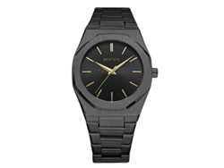 Reloj De Cuarzo Para Hombre Con Cierre De Mariposa Doble (negro Y Dorado)