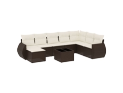 Maison Exclusive - Set De Sofás De Jardín 9 Pzas Y Cojines Ratán Sintético Marrón