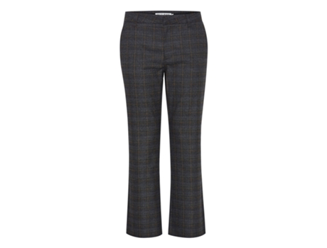 Pantalones de Mujer PULZ JEANS Acampanados Bindy Check Gris (42)