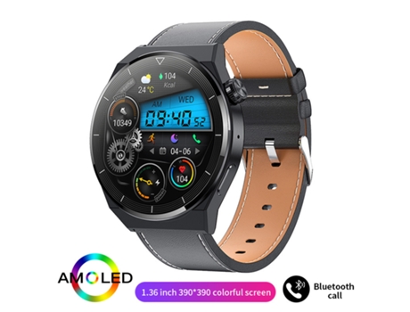 SHAH ARPAN Smart Watch HK46 Monitor de salud de llamadas Bluetooth, cuero negro