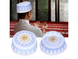 Gorro De Oración Musulmán Bordado Azul Con Poliéster Y Algodón Ventilado 57