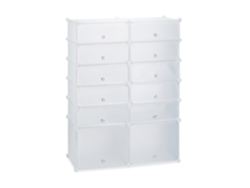 Relaxdays Zapatero Modular Con 12 Compartimentos, Plástico, Blanco, 125 X 94 X 37 Cm