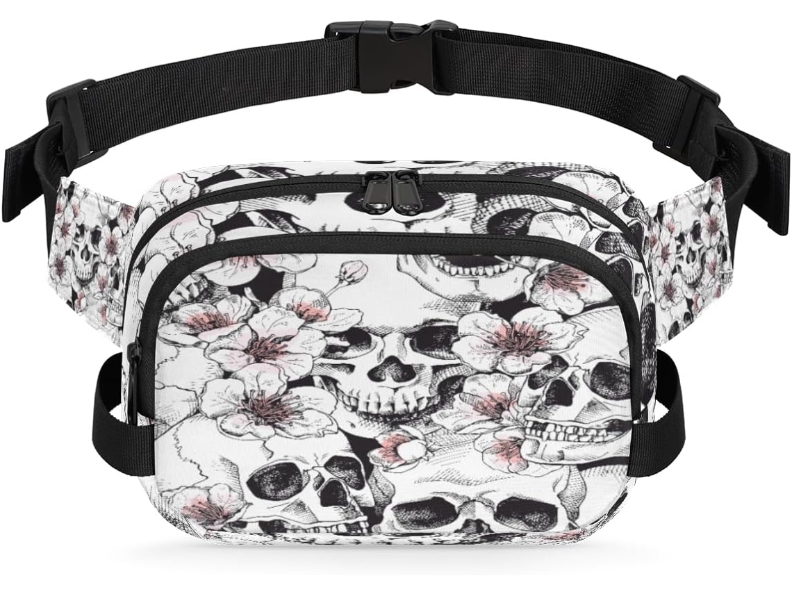 Riñonera Estampado Floral Calaveras Para Mujeres Hombres Niñas Niños Riñonera Correr Practicar Deportes Hac