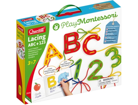 Juego Educativo QUERCETTI Play Montessori Ensarta ABC+123 (Edad Mínima: 3 Años - 36 x 27,5 x 6 cm)