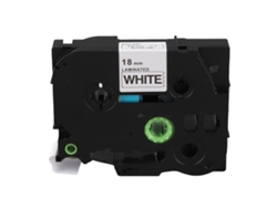 Cinta laminada para etiquetadora, 18 mm, negro sobre blanco, para Tze-241/641 Pt-18rz/pt-e300