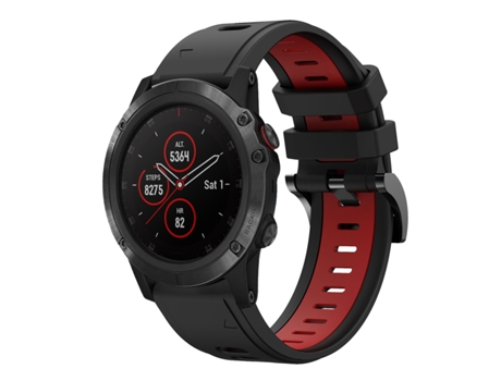 Correa Smartwatch para Garmin Fenix 5X Plus 26mm Silicona Deportiva Bicolor (Negro + Rojo)
