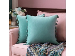 2026-33833-funda De Almohada De Terciopelo Con Borlas Bordadas Cuadrada Decorativa 45x45cm