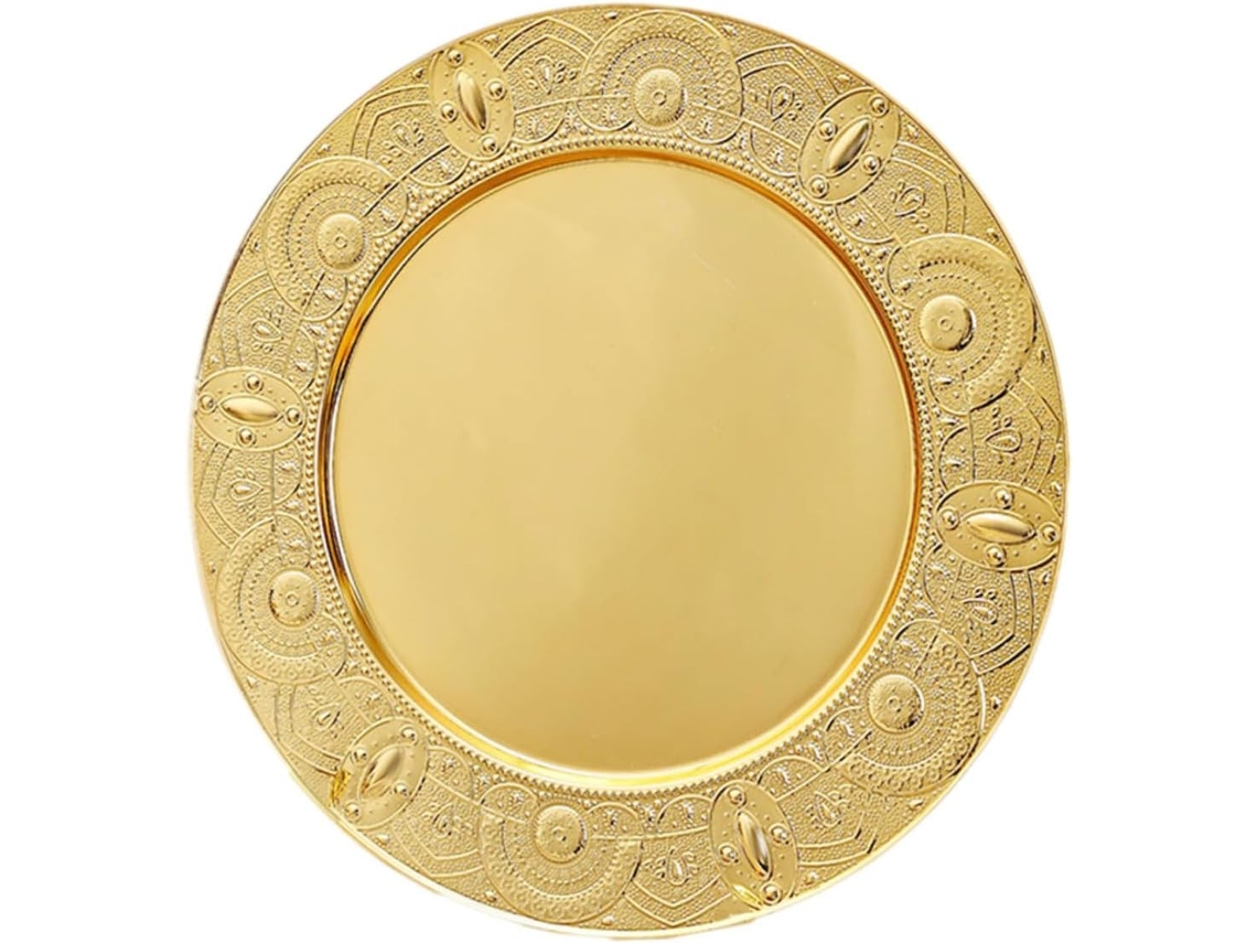 Elegante Bandeja Redonda De Metal Para Frutas Y Pasteles, Vajilla Europea.