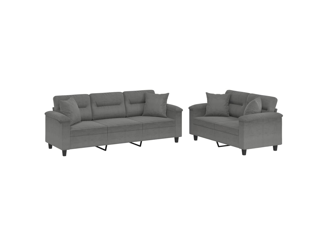 Maison Exclusive - Juego De Sofás Con Cojines 2 Piezas Tela Microfibra Gris Oscuro