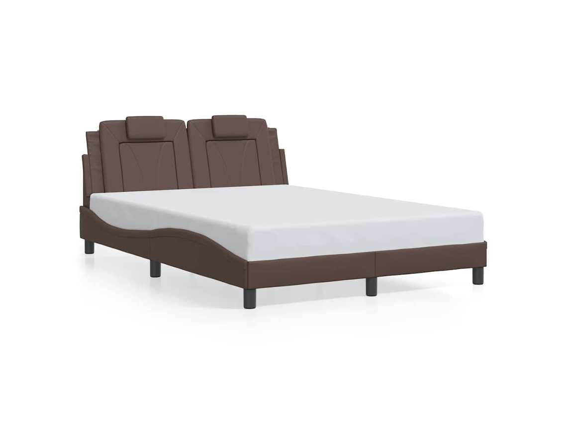 Maison Exclusive - Estructura De Cama Viana Sin Colchón Cuero Sintético Marrón 140x190cm