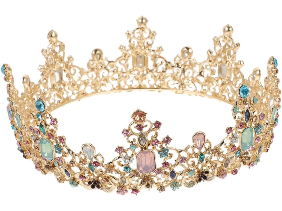 Coroa De Noiva Redonda Em Liga Metálica E Strass Para Penteado E Decoração De Casamento.