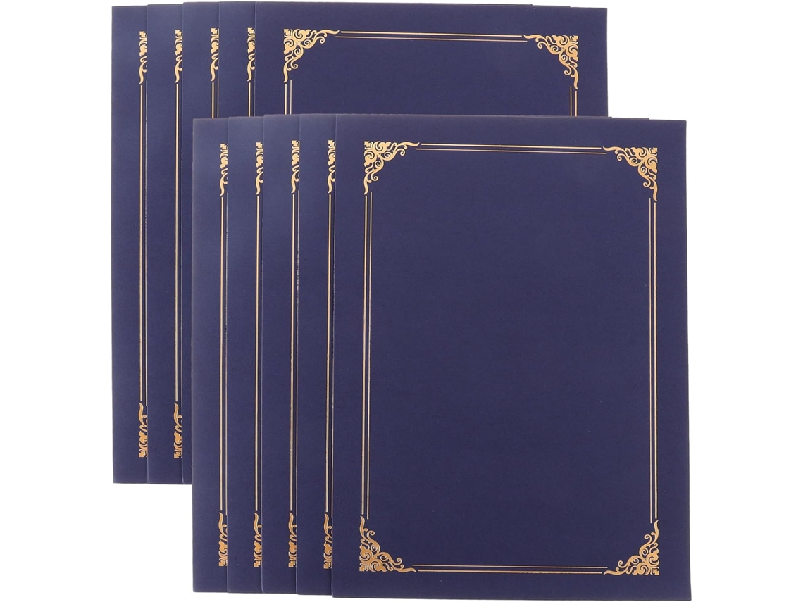 Juego De 10 Fundas De Cartón Azul Para Cubiertas De Certificados - Diseño Clásico