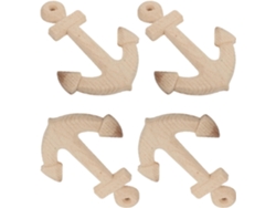Juego 4 Anclas Pared Madera Pintar Decoraciones Náuticas 18 Estilo Marinero Decoración Colgante Dormitorio