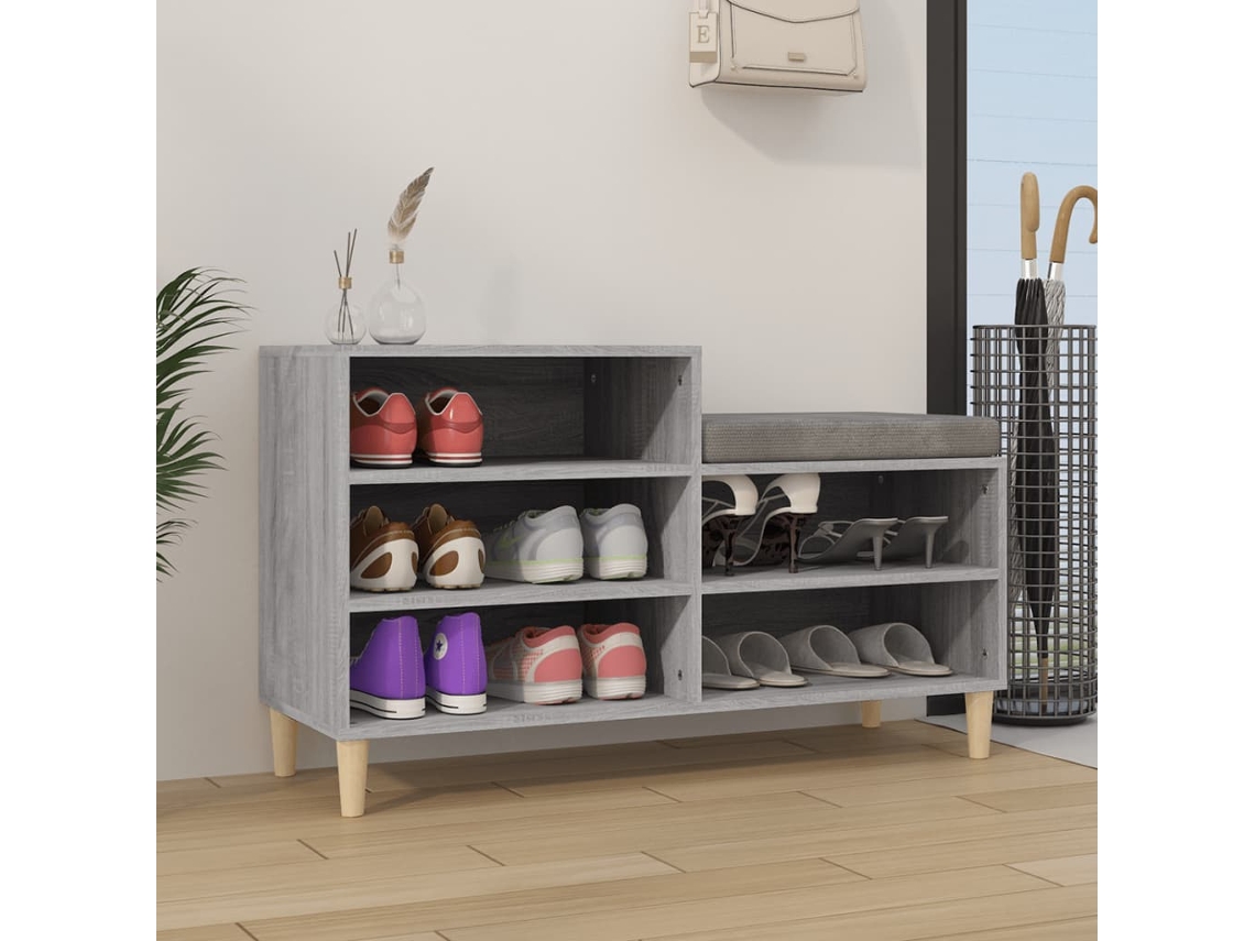 Mueble Zapatero | Armario Zapatero Madera Contrachapada Gris Sonoma 102x36x60 Cm