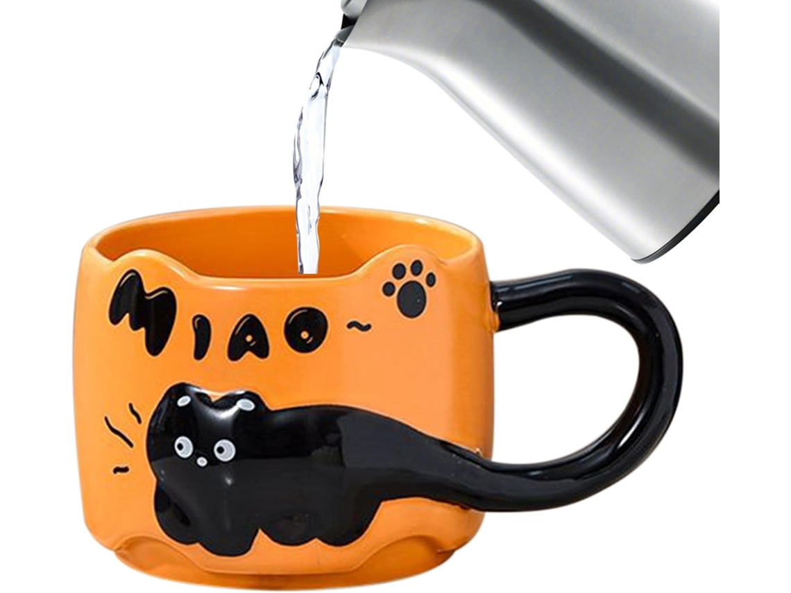 Taza de café con gato, taza de té, tazas apilables para café con leche, cerámica decorativa linda, Gokoco