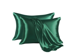 Funda De Almohada De Satén Con Efecto Seda Simulada (verde Oscuro, 50 X 91 Cm) Cuich