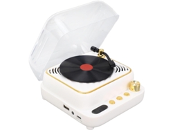 Mini Tocadiscos Retro Con Altavoz Bluetooth, Estéreo Portátil Con Micrófono, Entrada Aux Y Tf (blanco)