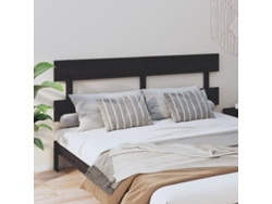 Cabecero De Cama Madera Maciza De Pino Negro 184x3x81 Cm
