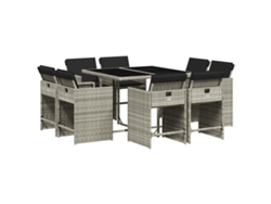 Conjunto de 9 piezas de comedor de jardín con cojines gris claro MAISON EXCLUSIVE
