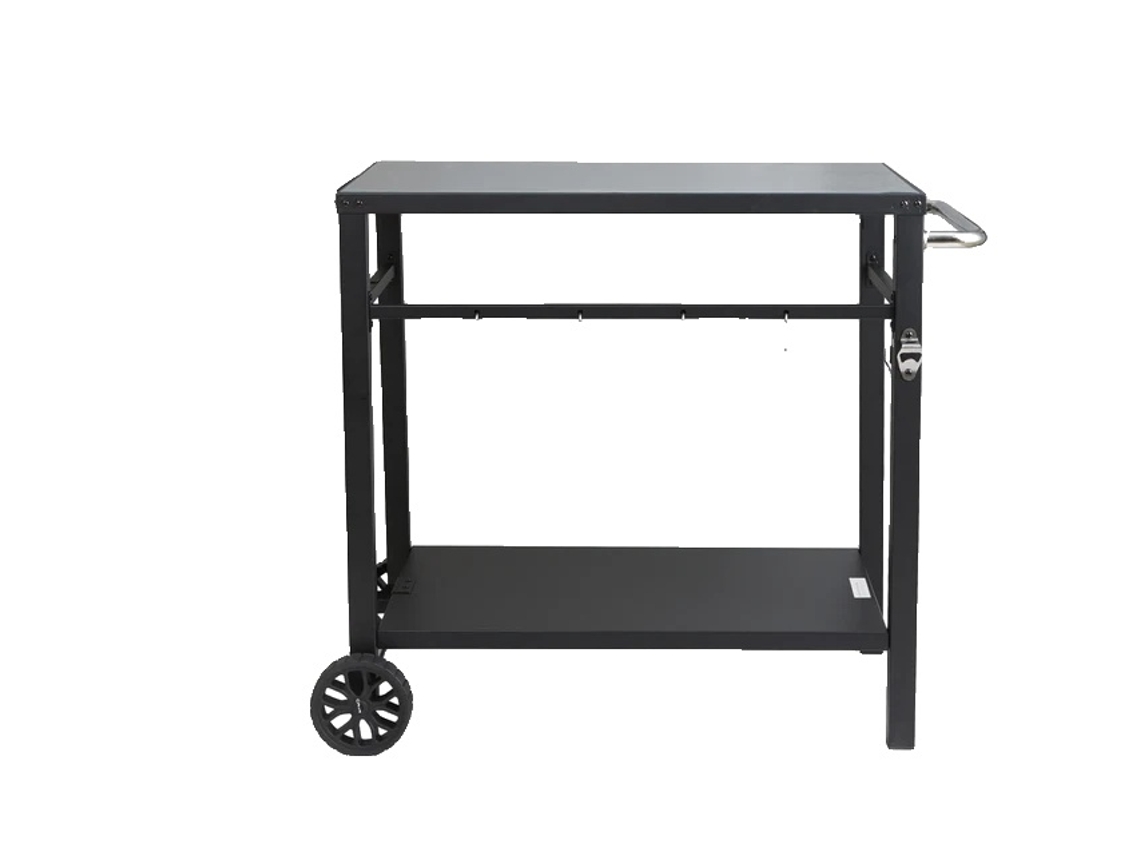 Mesa de comedor con carrito, diseño de doble estante, plegable y móvil, 85 x 55 cm, hierro OEM