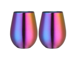 Copa De Vino De Acero Inoxidable Sin Tallo, Vaso Portátil Para Exteriores - Juego De 2 Vasos Hfk Symphony