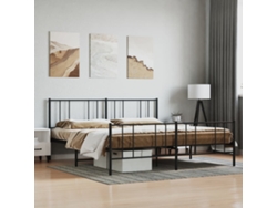 Estructura Cama Sin Colchón Con Estribo Metal Negro 180x200 Cm