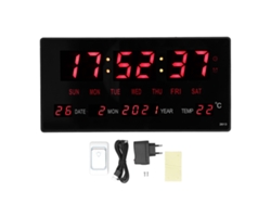 Reloj de pared digital LED (pantalla grande, temperatura interior)