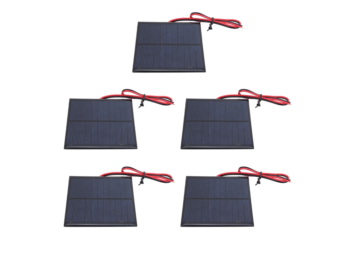 2026as-5 Piezas Mini Panel Solar Epoxi Módulo Placa de Potencia Cableado Rojo y Negro DC5.5V 160mA 30cm