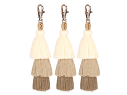 3pcs Chaveiro com Franja Estilo Boêmio Decoração de Mochila Cor Café