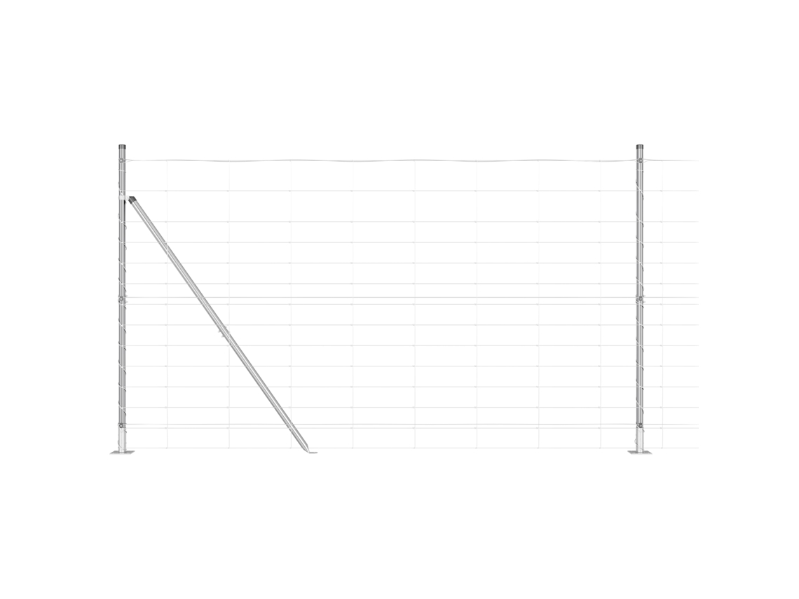 Valla de campo de acero galvanizado vidaxl gris metal