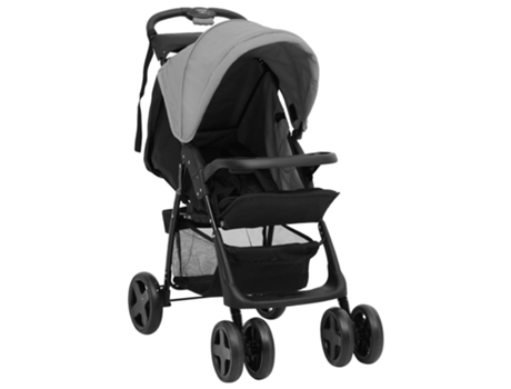 vidaXL Carrito de bebés 2 en 1 de acero gris claro y negro