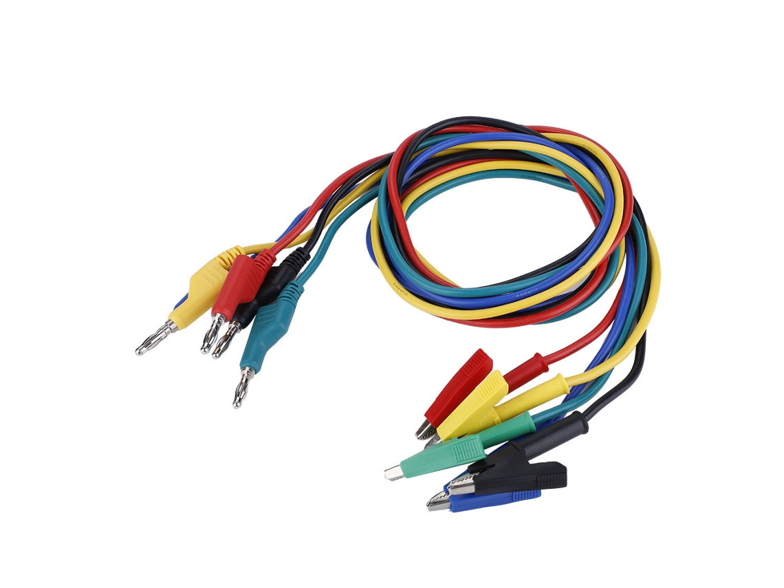 5 Cables De Prueba P1037 Con Conector Banana De 4 Mm Y Pinza De Cocodrilo, Con Aislamiento De Plástico, De 1 M, Para Multímetro.