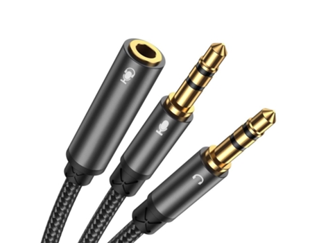 Auriculares Joyroom Aux Splitter Audio Cable 3,5 Mm Mini Jack hembra 2X 3,5 Mm Mini Jack macho Microfon y 0,2 M negro Sy-A05