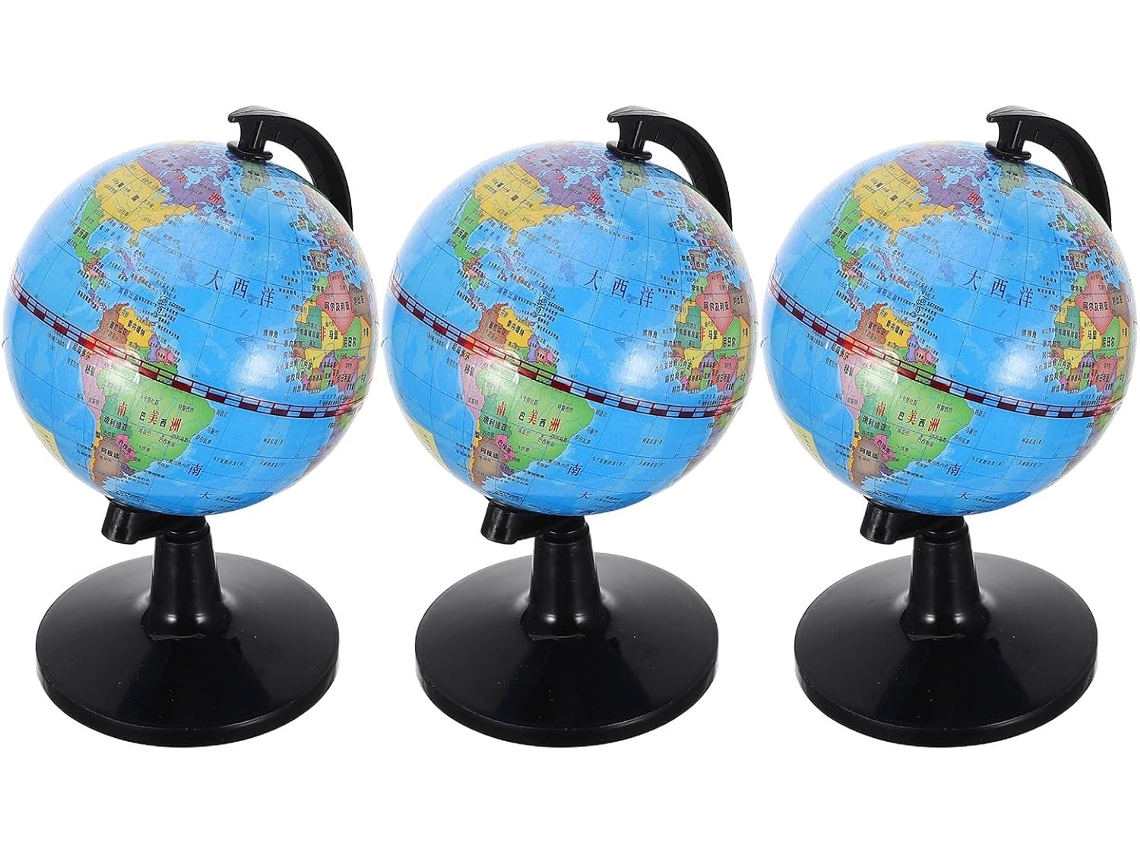 Juego De 3 Globos Terráqueos Educativos Bilingües Para El Hogar Y La Escuela Con Base Estable De Abs Y Pvc.