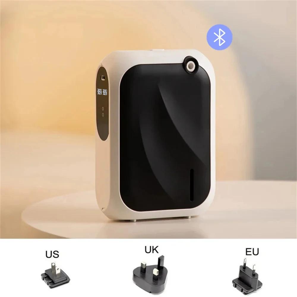 Difusor de fragancias (negro, Bluetooth), difusor de aceites esenciales, difusor de aroma para el hogar, control de aplicación Bluetooth.