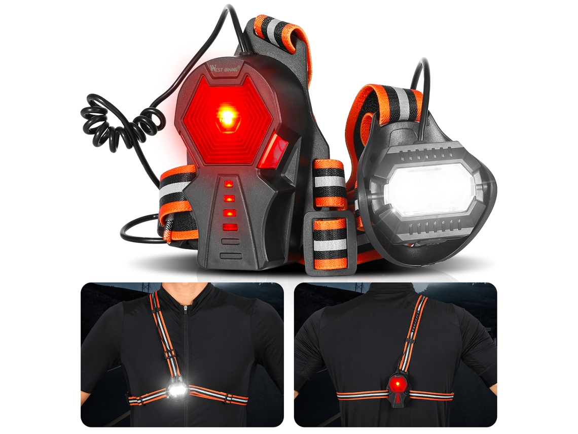 Lámpara De Pecho West Biking Para Deportes Al Aire Libre, Resistente Al Agua Ipx4, Recargable Por Usb, Led Para Correr Y Andar En Bicicleta.
