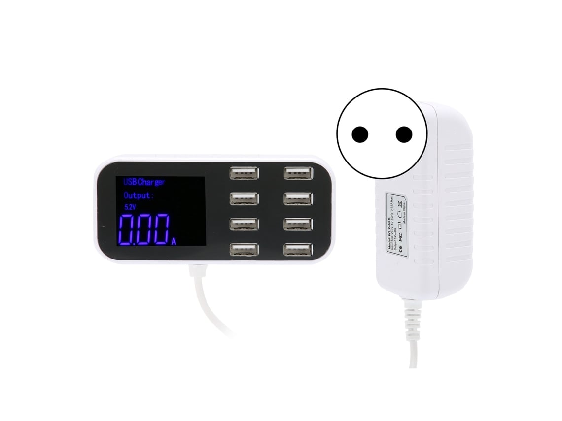 Cargador Usb De 8 Puertos Para Carga Multi-dispositivo Con Pantalla De Carga Rápida Qc3.0