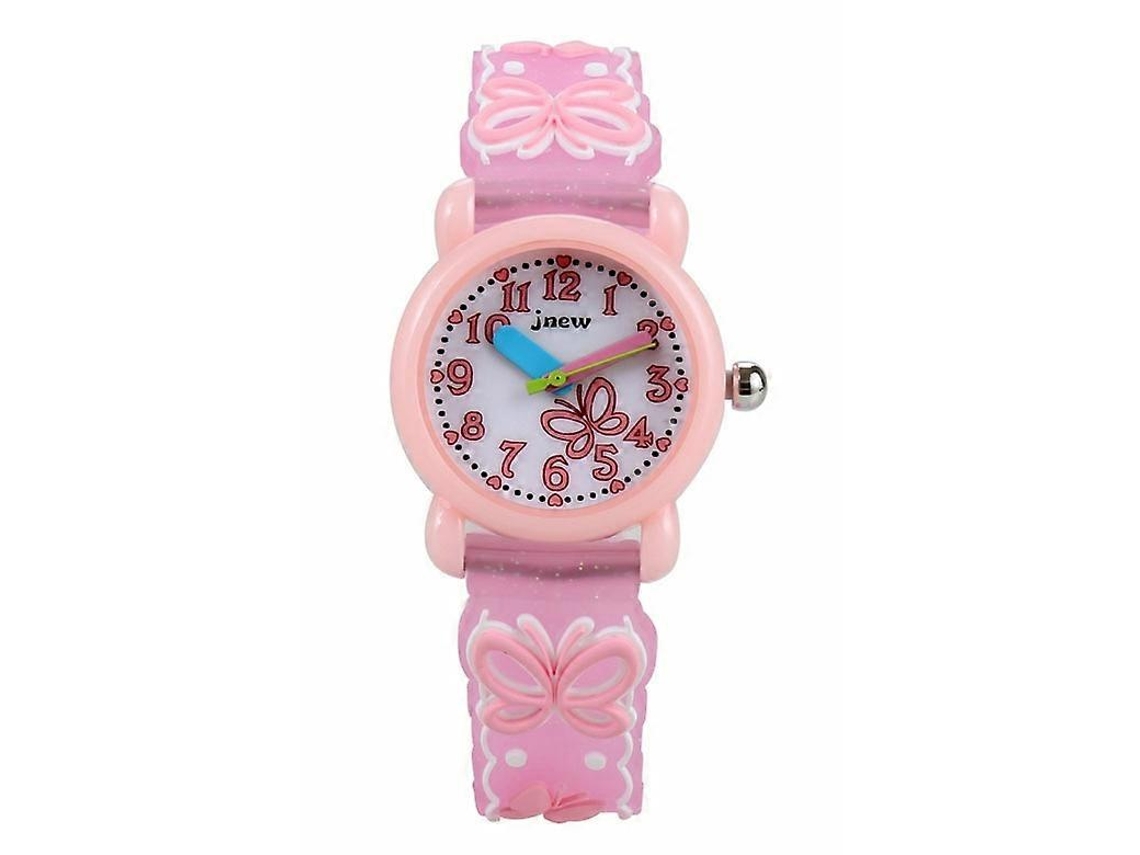 Jnew A335 86228 Hengrongshen Reloj de cuarzo para niños con diseño de mariposa de silicona resistente al agua y dibujos animados en 3D