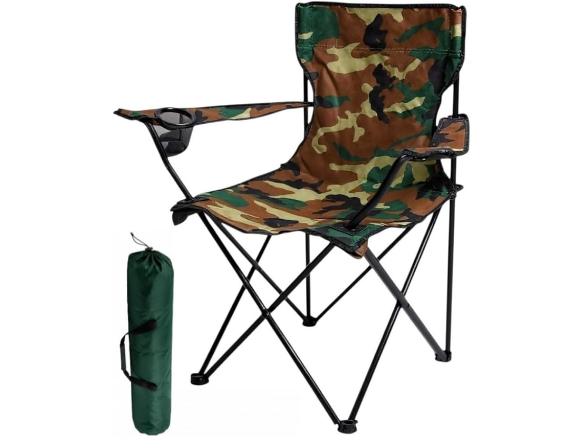 Sillas plegables camufladas para jugar, acampar, pescar, conducir, acampar con portavasos, capacidad de 120 kg, con bolsa de transporte.