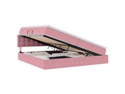 Maison Exclusive - Cama Con Almacenamiento Y Led Rosa 200 X 200 Cm Terciopelo