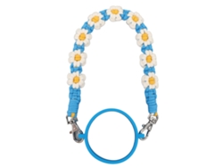 Cordón de silicona con forma de flor azul para botellas, ideal para viajes.