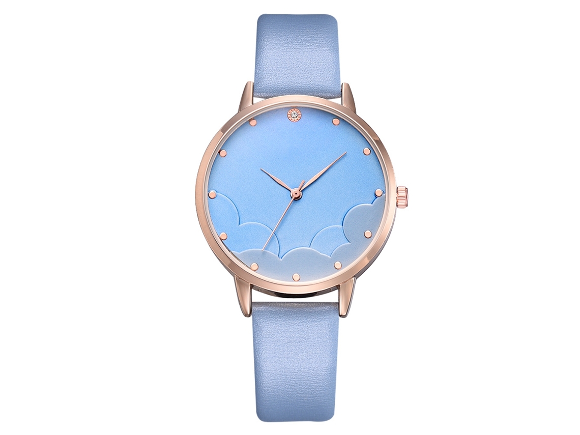Reloj De Pulsera De Cuarzo Sencillo Con Diamantes De Imitación Para Mujer, Color Azul Cielo.
